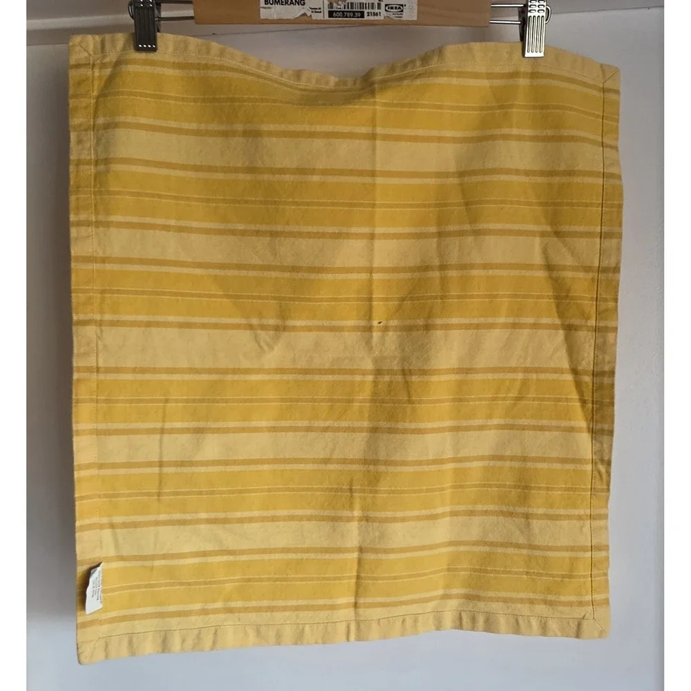Crate & Barrel Yellow Striped Cotton Napkin 20x18 Set India Cloth Dinner